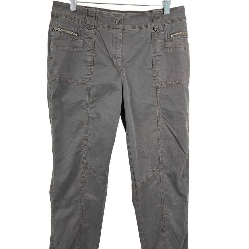 Chico's So Slimming Pants Women 0.5 Brown Zip Pocket Utility Straight Leg B23